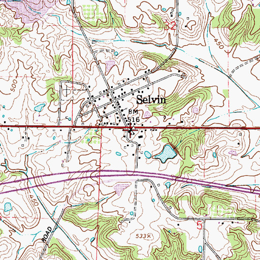 Topographic Map of Pigeon Township Volunteer Fire Department, IN