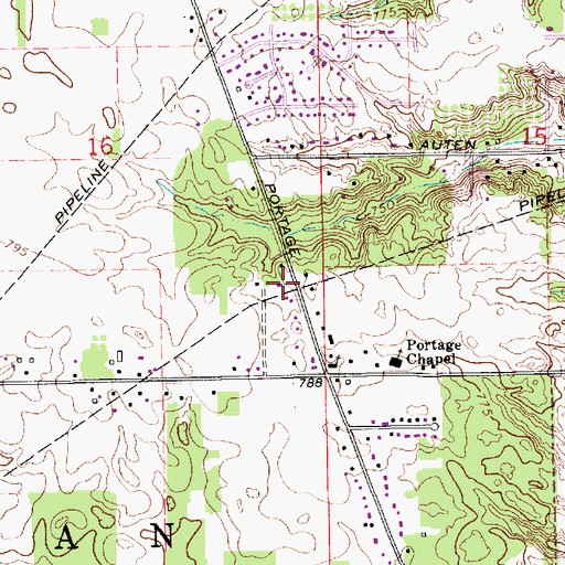 Topographic Map of Clay Fire Territory Station 23, IN