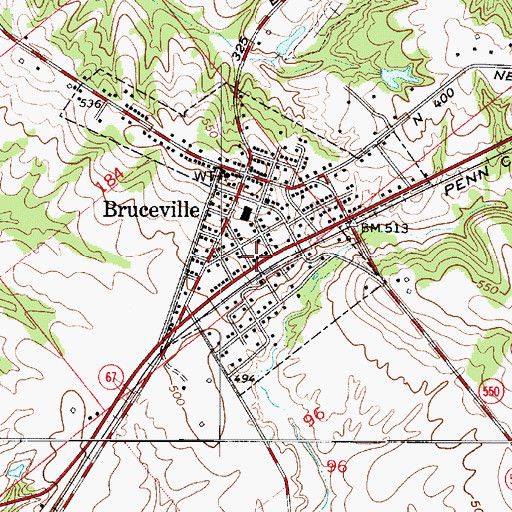 Topographic Map of Washington Township Volunteer Fire Department Bruceville, IN