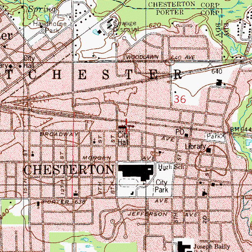 Topographic Map of Chesterton Fire Department, IN