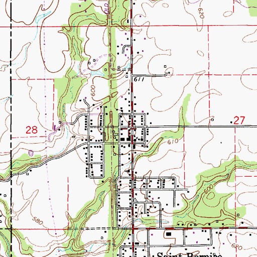 Topographic Map of Saint Bernice Volunteer Fire Department, IN