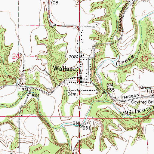 Topographic Map of Wallace Volunteer Fire Department, IN