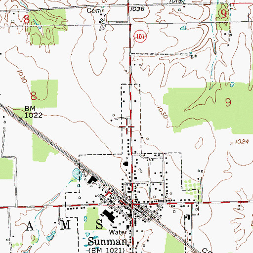 Topographic Map of Sunman Rural Fire Department, IN