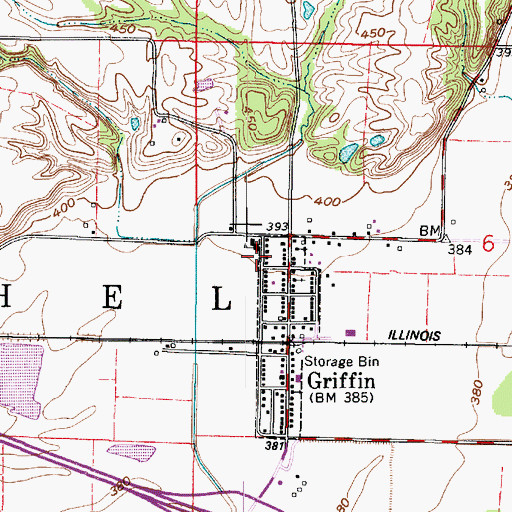 Topographic Map of Griffin Bethel Volunteer Fire Department, IN