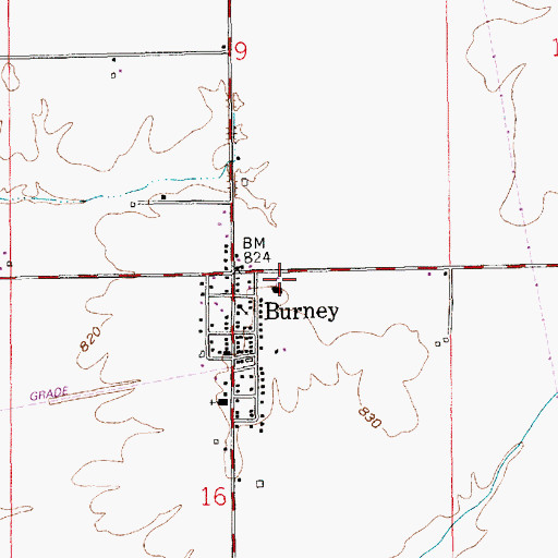 Topographic Map of Burney - Clay Township Volunteer Fire Department, IN