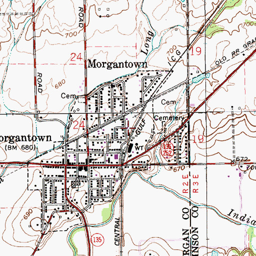 Topographic Map of Morgantown Fire Department, IN