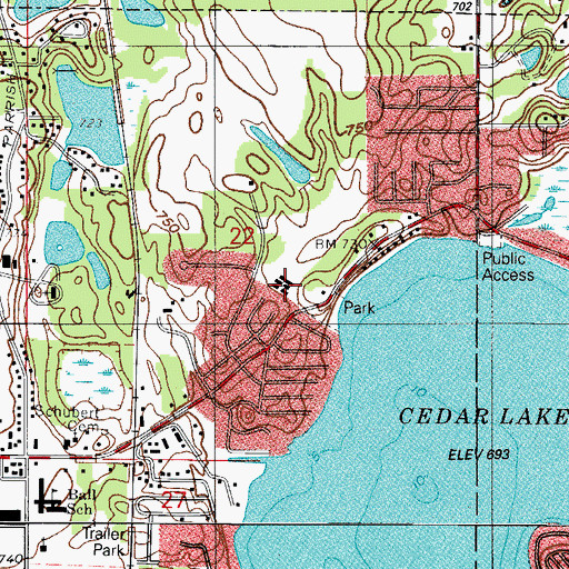 Topographic Map of Cedar Lake Emergency Medical Services, IN