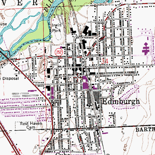 Topographic Map of Edinburgh Fire and Rescue Station 1, IN