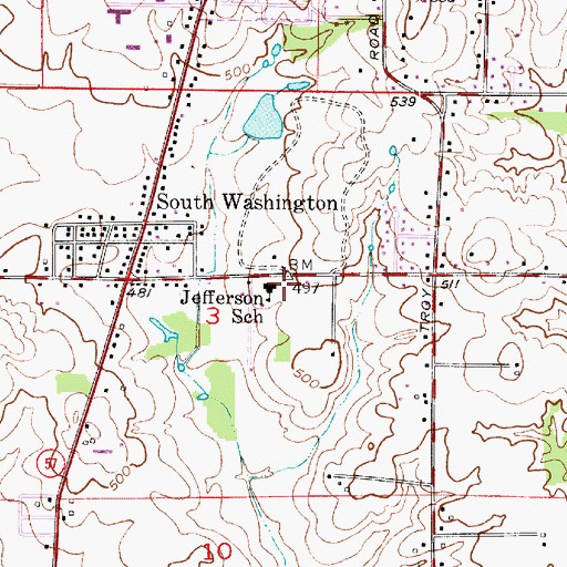 Topographic Map of Washington Township Volunteer Fire Department Station 1, IN