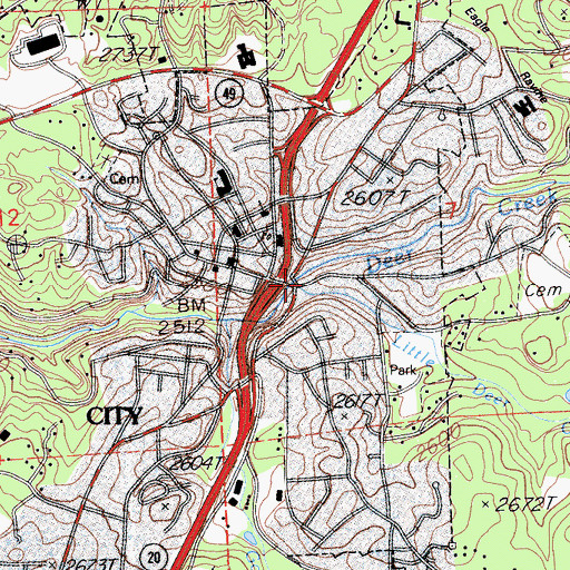 Topographic Map of Little Deer Creek, CA