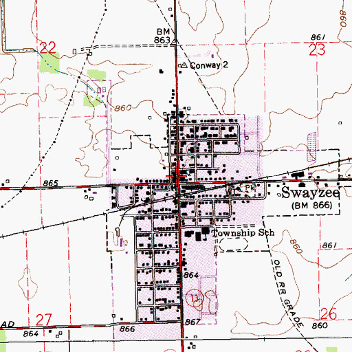 Topographic Map of Swayzee Fire Department, IN