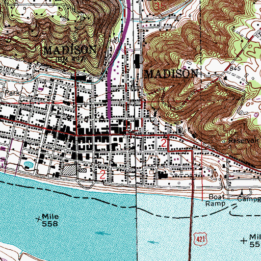 Topographic Map of Madison Volunteer Fire Department Fairplay Fire Company 1, IN