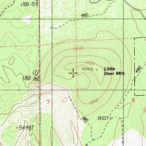 Topographic Map of Little Deer Mountain, CA