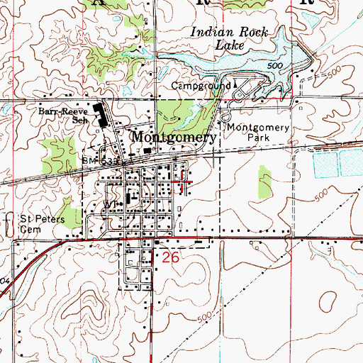 Topographic Map of Montgomery Volunteer Fire Department, IN