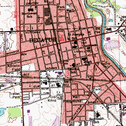 Topographic Map of Decatur Fire Department, IN