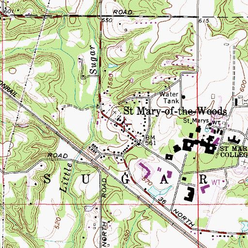 Topographic Map of Sugar Creek Fire Department Station 42, IN