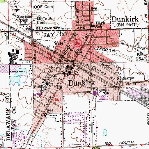 Topographic Map of Dunkirk Fire Department, IN