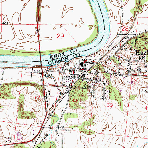 Topographic Map of White River - Hazleton Volunteer Fire Department, IN