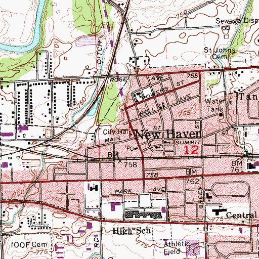 Topographic Map of New Haven - Adams Township Fire Department Station 3, IN
