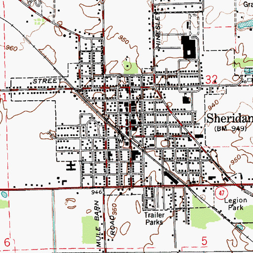 Topographic Map of Sheridan Fire Department, IN