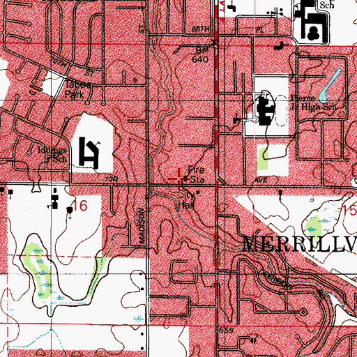 Topographic Map of Ross Township Fire Service Station 5, IN
