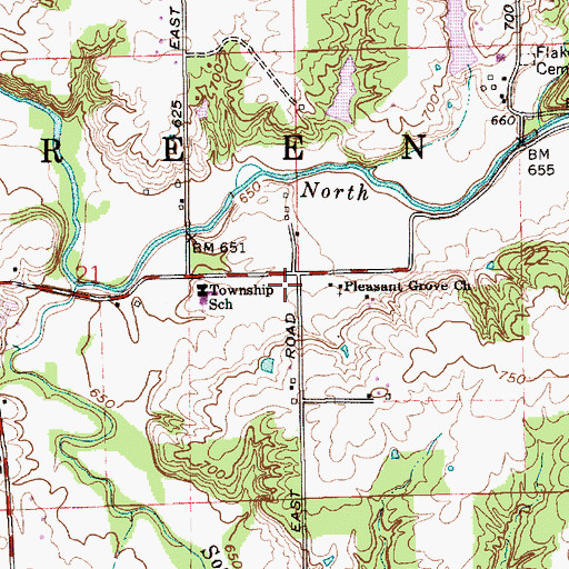 Topographic Map of Green Township Fire and Rescue, IN