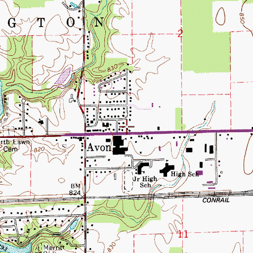 Topographic Map of Washington Township Avon Fire Department Station 141, IN