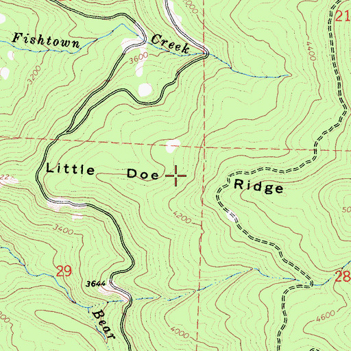 Topographic Map of Little Doe Ridge, CA