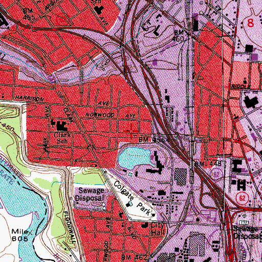 Topographic Map of Clarksville Fire Department Station 1, IN