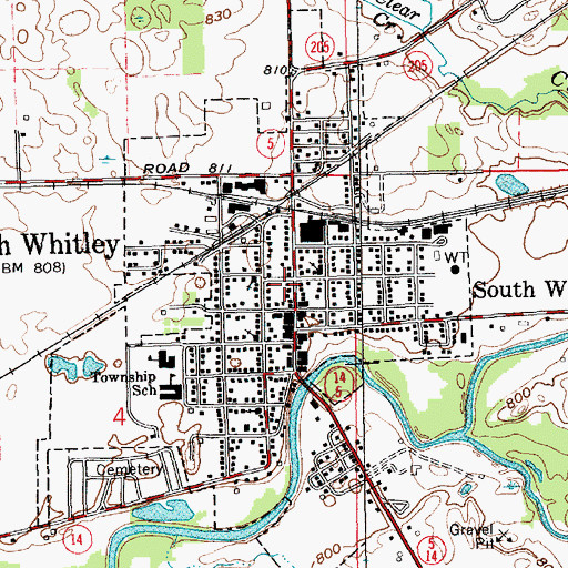 Topographic Map of Cleveland Township Volunteer Fire Department, IN