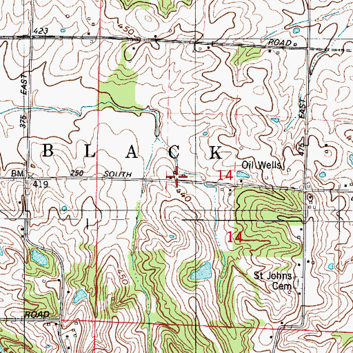 Topographic Map of Black Township Fire Department and Rescue Station 2, IN