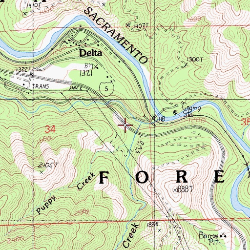 Topographic Map of Little Dog Creek, CA