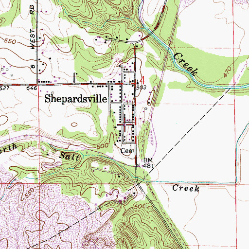 Topographic Map of Shepardsville Volunteer Fire Department, IN