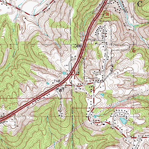 Topographic Map of Aurora Fire Department, IN