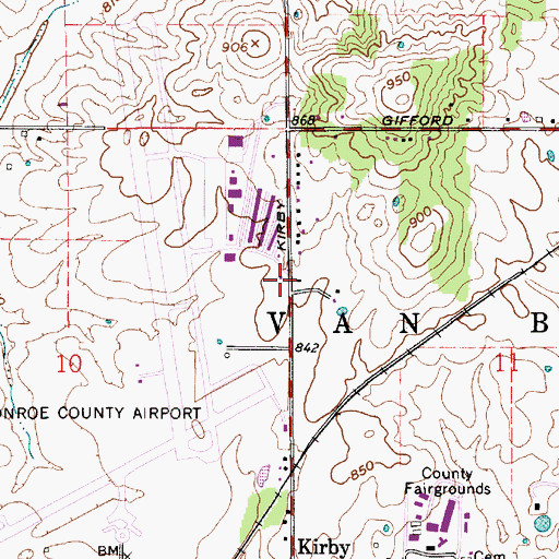Topographic Map of Van Buren Township Fire Department Station 9, IN