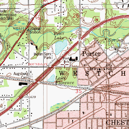 Topographic Map of Porter Fire Department, IN