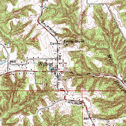Topographic Map of Gregg Township Fire Department, IN
