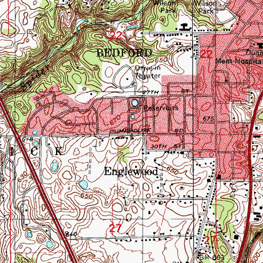 Topographic Map of Bedford Fire Department Station 3 Englewood, IN