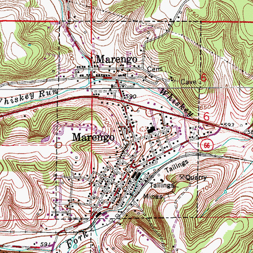 Topographic Map of Marengo Liberty Township Volunteer Fire Department, IN