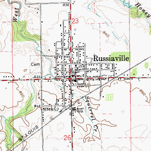 Topographic Map of Russiaville Volunteer Fire Department, IN