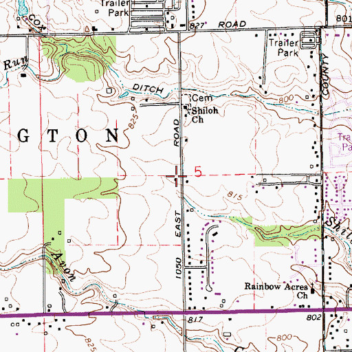 Topographic Map of Washington Township Avon Fire Department Station 142, IN