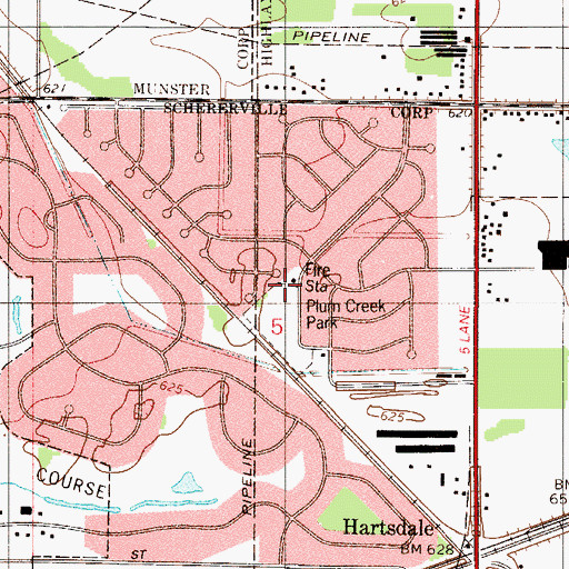 Topographic Map of Schererville Fire Department Station 4, IN