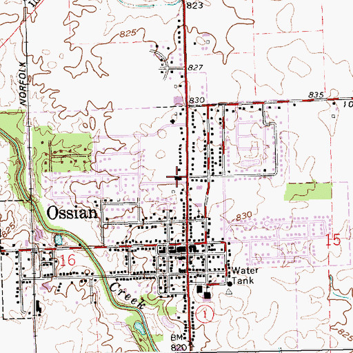 Topographic Map of Ossian Volunteer Fire Department, IN