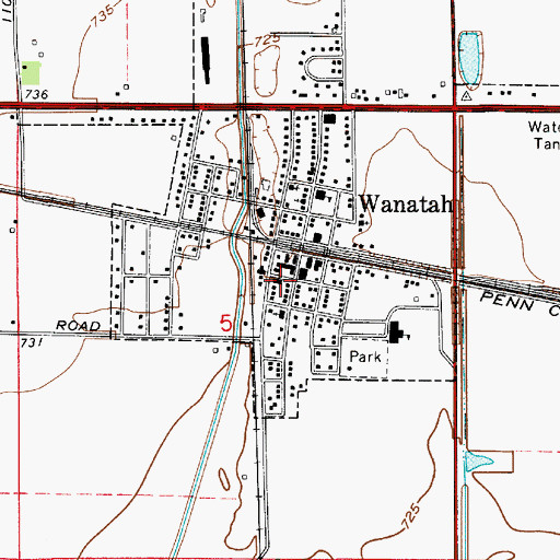 Topographic Map of Wanatah Fire Department, IN