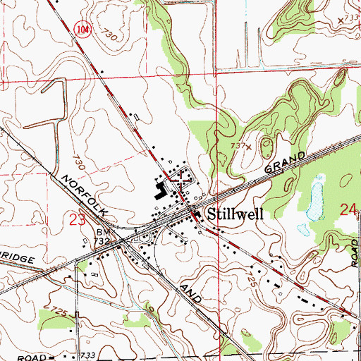 Topographic Map of Pleasant Township Fire Department, IN