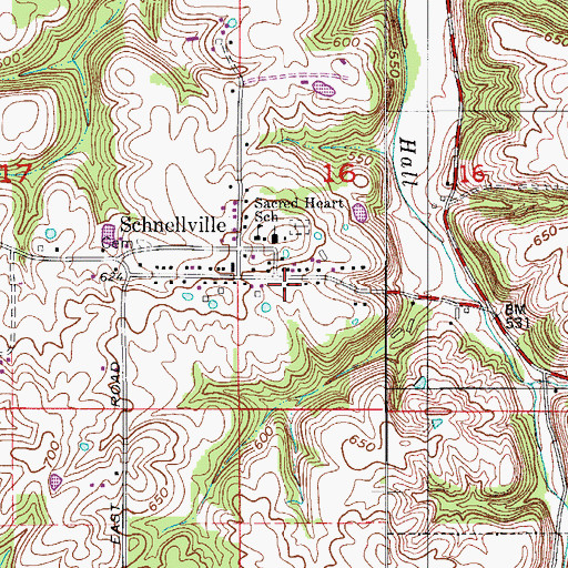 Topographic Map of Schnellville Volunteer Fire Department, IN