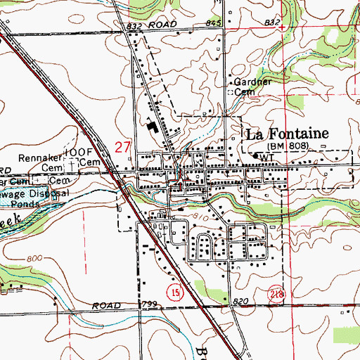 Topographic Map of La Fontaine - Liberty Township Fire Department, IN