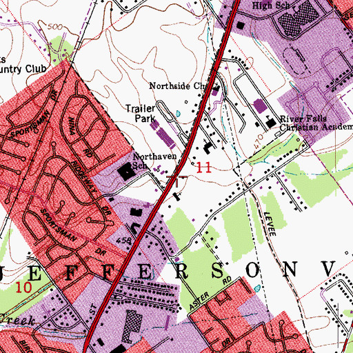 Topographic Map of Jeffersonville City Fire Department Station 2 Headquarters, IN