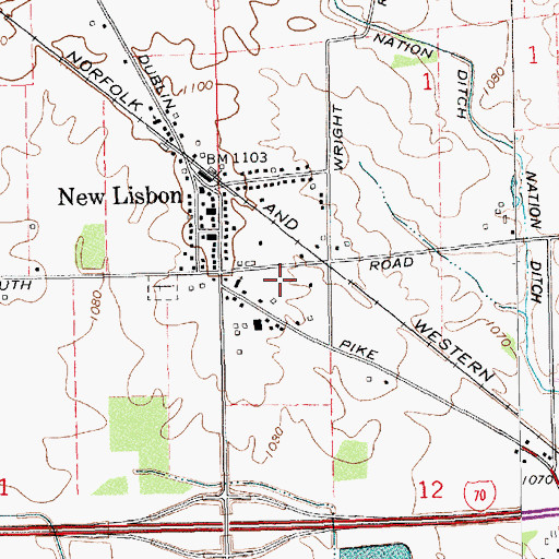 Topographic Map of New Lisbon Community Volunteer Fire Department, IN