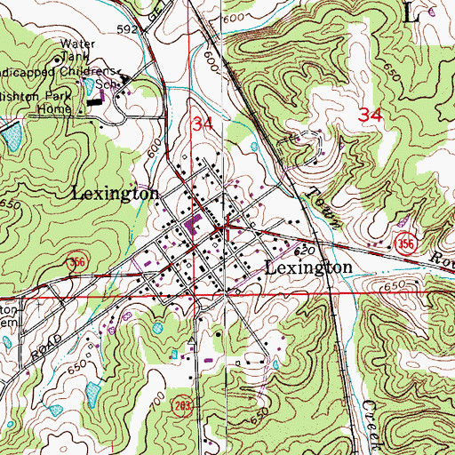 Topographic Map of Lexington Volunteer Fire Department, IN